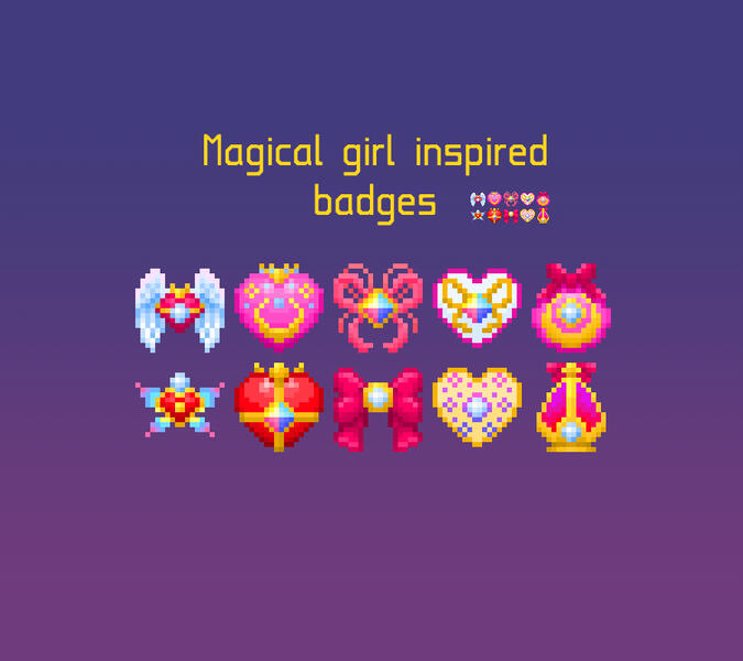 Magical girl theme badges Magical girl theme badges